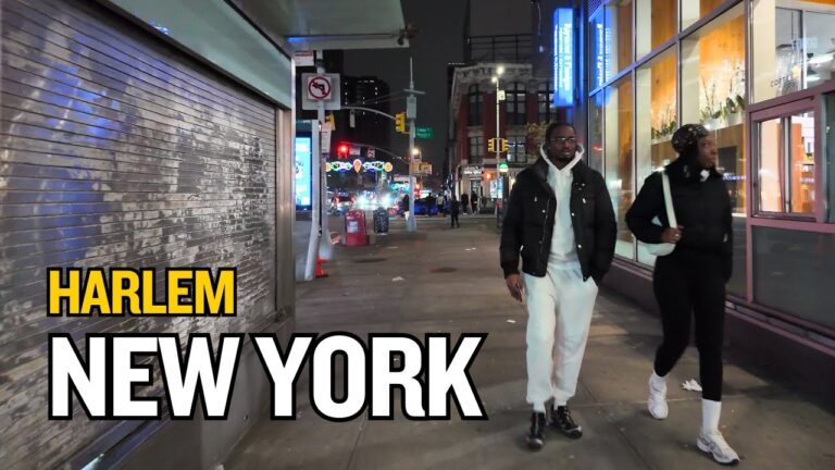 Walking through Harlem at NIGHT! 125th Street New York City 4K