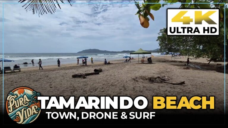 Tour TAMARINDO, Costa Rica 🏄 Walk The Main Strip, Drone Over The Beach & Surfers In Low Season