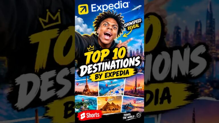 IShowSpeed REVEALS Expedia’s TOP 10 Destinations 😱🌍✈️ #shorts #expedia #ishowspeed